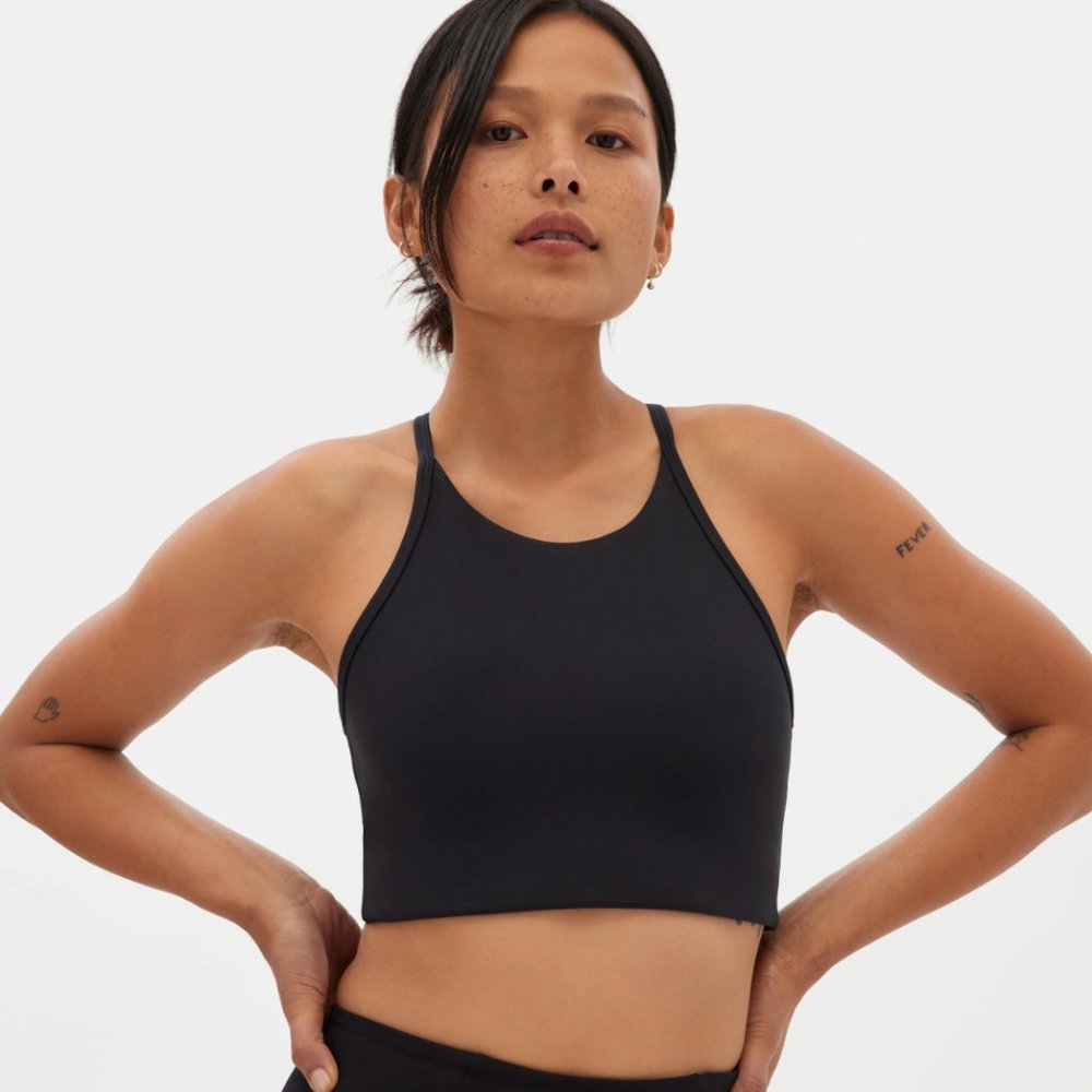 Girlfriend Collective Black Colette Halter Bra BNWT
